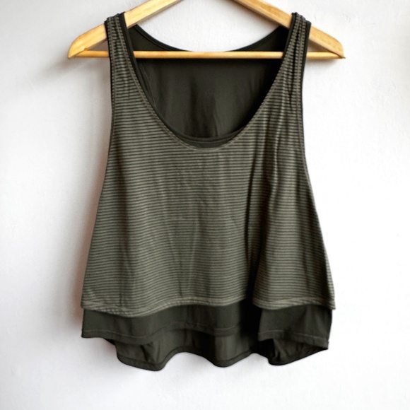 LULULEMON - Khaki Double Layer Workout Top - Picture 1 of 5
